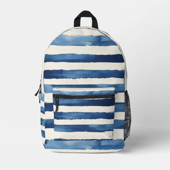 Sac À Dos Imprimé Blue White Stripes (Recto)