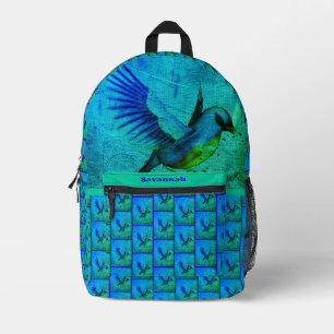 Sac À Dos Imprimé Bluebird Abstrait Animal Art Personnalisé