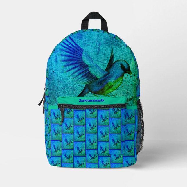 Sac À Dos Imprimé Bluebird Abstrait Animal Art Personnalisé (Recto)