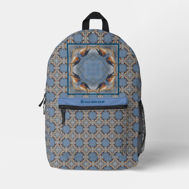 Sac À Dos Imprimé Bluebird Nature Abstrait Personnalisé (Recto)