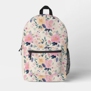 Sac À Dos Imprimé Blush&Bloom Élégant floral pastel Aquarelle rose