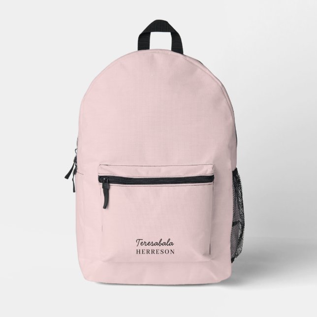 Sac À Dos Imprimé Blush Pink Modern Minimalist Feminine Monogram (Recto)