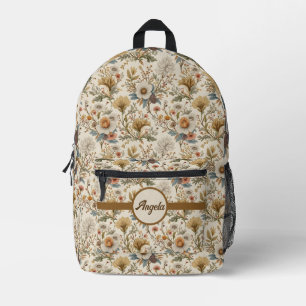 Sac À Dos Imprimé Boho Floral en beige