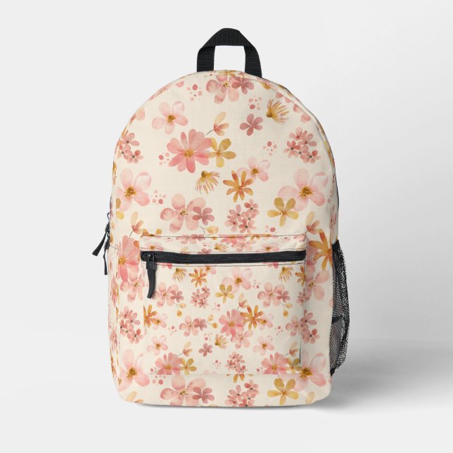 Sac À Dos Imprimé Boho hippie rustique fleurs naturelles (Recto)