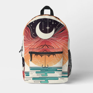 Sac À Dos Imprimé Boho Moon & Starry Rain art