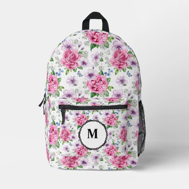 Sac À Dos Imprimé BoHo rose floral (Recto)