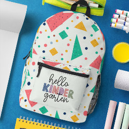 Sac À Dos Imprimé Bonjour Kinder Garten coloré géométrique
