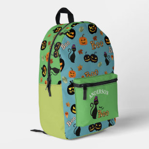 Sac À Dos Imprimé Boo Chat Halloween Motif Nom personnalisé