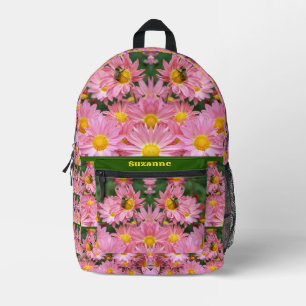 Sac À Dos Imprimé Bourdon Sur Marguerites Roses Personnalisé