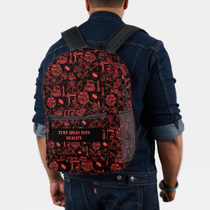 Sac À Dos Imprimé brique rouge moderne Architectural Blueprint Engin