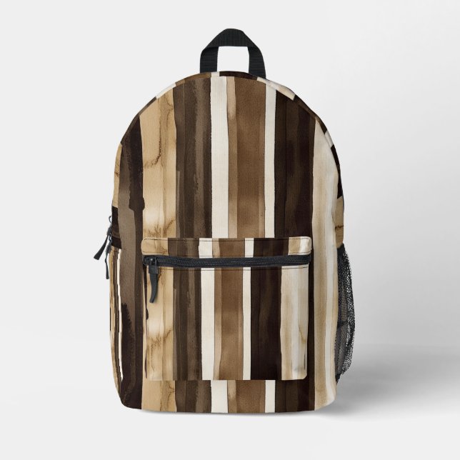 Sac À Dos Imprimé Brown Cream Gold Stripes (Recto)
