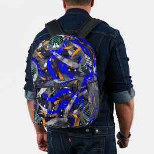 Sac À Dos Imprimé Brush Strokes Éléments géométriques dans le collag