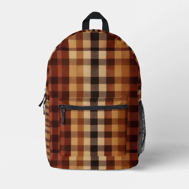 Sac À Dos Imprimé Buffalo classique Plaid Rustique Brown & Terracott (Recto)