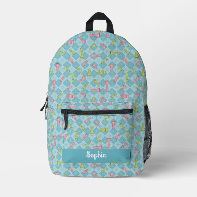 Sac À Dos Imprimé Bureau d'échecs Pastel Retro (Recto)