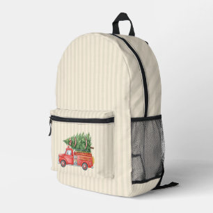 Sac À Dos Imprimé Camion de pompiers Noël aquarelle 