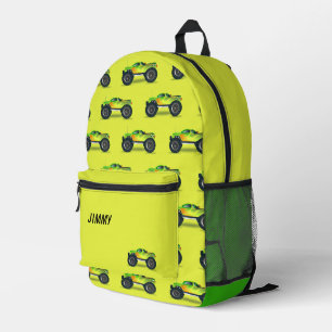 Sac À Dos Imprimé Camion monstre personnalisé vert et jaune