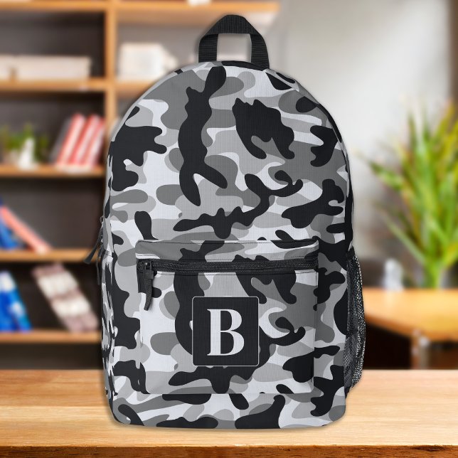 Sac À Dos Imprimé Camouflage de Monogramme moderne personnalisé (Créateur téléchargé)