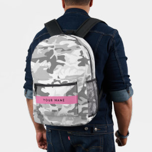 Sac À Dos Imprimé Camouflage neige hivernale grise Personnalisez vot