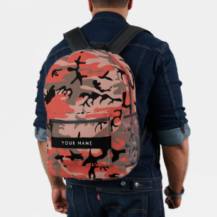 Sac À Dos Imprimé Camouflage rouge et Brown Votre nom Personnalisez
