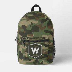 Sac À Dos Imprimé Camouflage vert Camo Motif de l'armée Monogramme