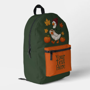 Sac À Dos Imprimé Canard automnal cosy avec feuilles de café à la ci