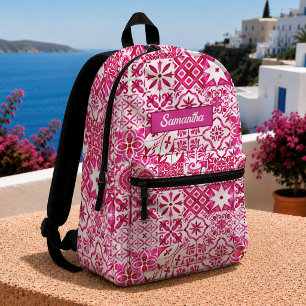 Sac À Dos Imprimé Carreau méditerranéen sicilien majolique rouge d'é
