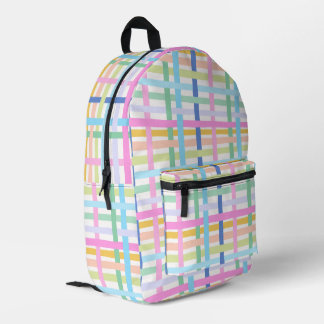 Sac À Dos Imprimé Carreaux Arc-en-ciel Clair - Gingham Maximaliste F
