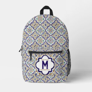 Sac À Dos Imprimé Carreaux d'ornement vintages Monogramme