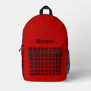 Sac À Dos Imprimé Carreaux Rouge Noir Personnaliser Motif