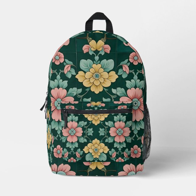 Sac À Dos Imprimé Carrelage floral victorien (Recto)