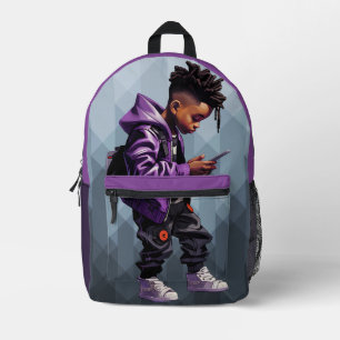 Sac À Dos Imprimé Cartable garçon violet personnalisé
