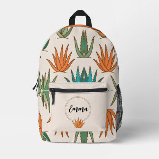 Sac À Dos Imprimé Cartable personnalisé Cactus avec nom pour l'école