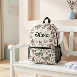 Sac À Dos Imprimé Cartable personnalisé pour enfants Papillon avec n