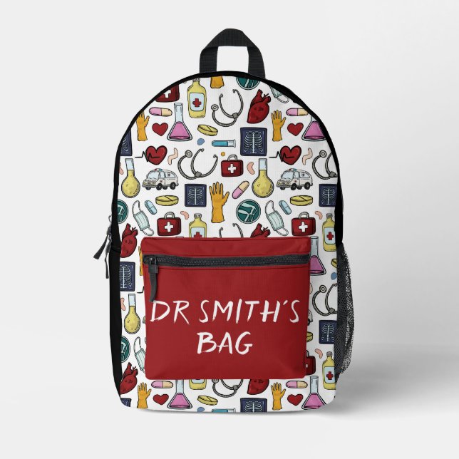Sac À Dos Imprimé Cartographie médecin infirmière science nom person (Recto)