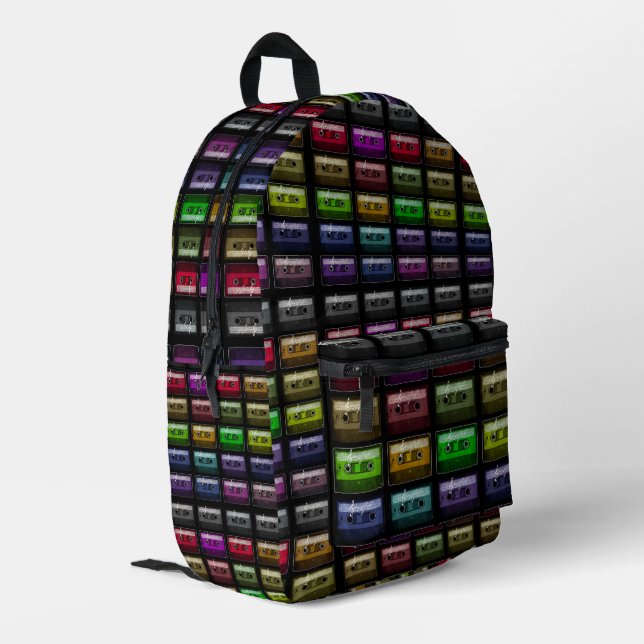 SAC À DOS IMPRIMÉ CASSETTE TAPES RETRO MUSIQUE AMOUR (Coin arrière gauche)