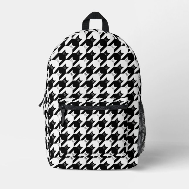 Sac À Dos Imprimé Catstooth Motif noir et blanc Houndstooth (Recto)