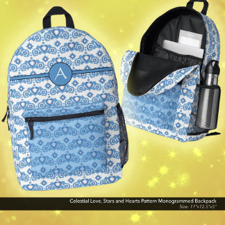 Sac À Dos Imprimé Celestial Love Stars Coeurs Motif Monogramme