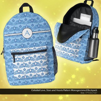 Sac À Dos Imprimé Celestial Love Stars Coeurs Motif Monogramme
