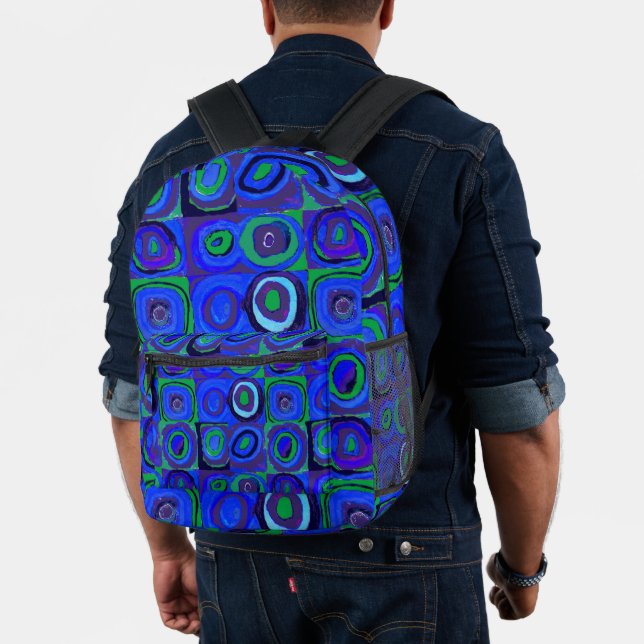 Sac À Dos Imprimé Cercle Carré Kandinsky Farbstudie Blue Quadrate (Insitu (Modèle))