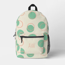 Cercles géométriques verts mignons Monogrammes Ini