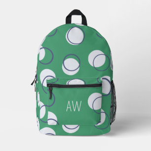 Sac À Dos Imprimé Cercles géométriques verts simples Monogrammes Ini