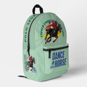 Sac À Dos Imprimé Championnat de Polo Cavalier de Danse avec Cheval