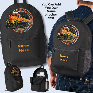Sac À Dos Imprimé Changer de nom Orange Diesel Train sur BLACK