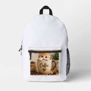 Sac À Dos Imprimé Charme de chaton dans une tasse de café
