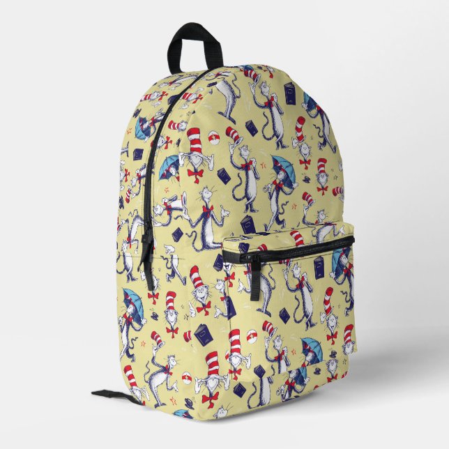 Sac À Dos Imprimé Chat Dans Le Casquette | Motif jaune (Coin arrière gauche)