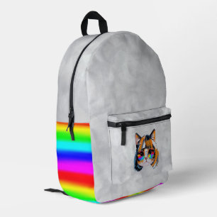 Sac À Dos Imprimé Chat dans une perruque + Lunettes de soleil (Peint