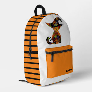 Sac À Dos Imprimé Chat d'Halloween mignon/lunatique