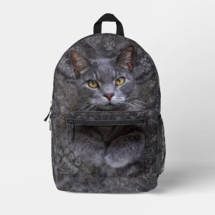 Sac À Dos Imprimé Chat gris