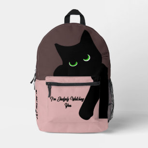 Sac À Dos Imprimé Chat noir monogramme tendance qui regarde