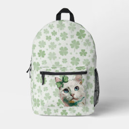 Sac À Dos Imprimé Chat shamrock aux yeux bleus